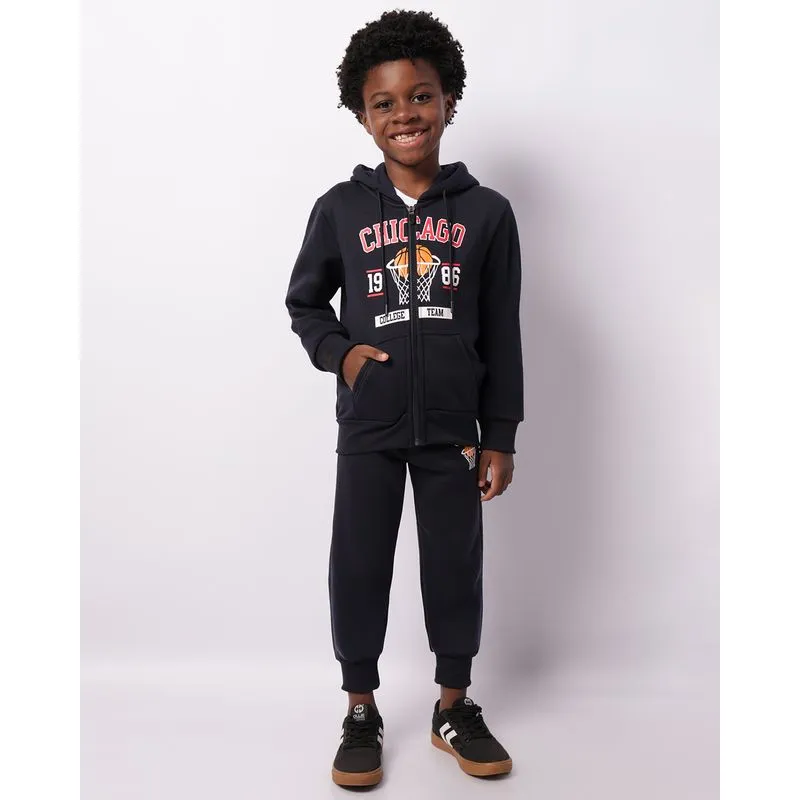 Calça Moletom Infantil Jogger Estampa Basquete Marinho 6