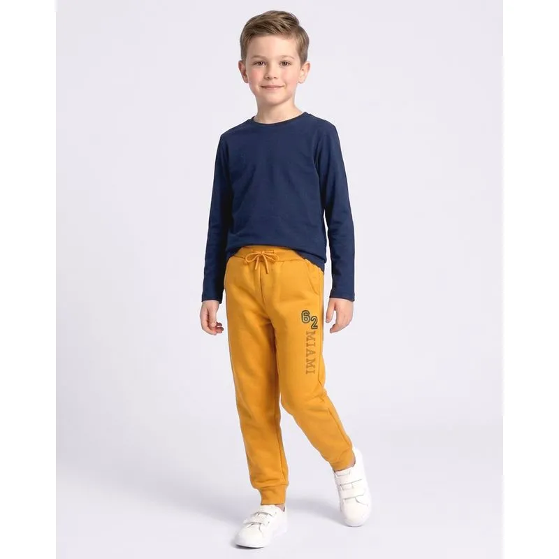Calça Moletom Infantil Jogger Estampa Miami Mostarda 4