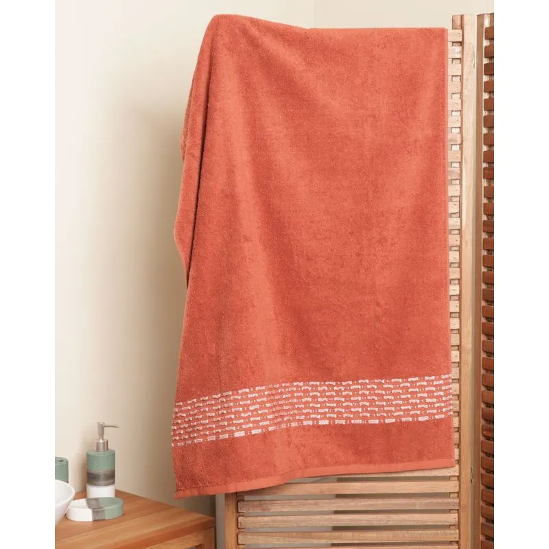 Toalha de Banho 70cm x 140cm Faixa Texturizada Terracota UN