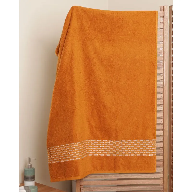 Toalha de Banho 70cm x 140cm Faixa Texturizada Mostarda UN