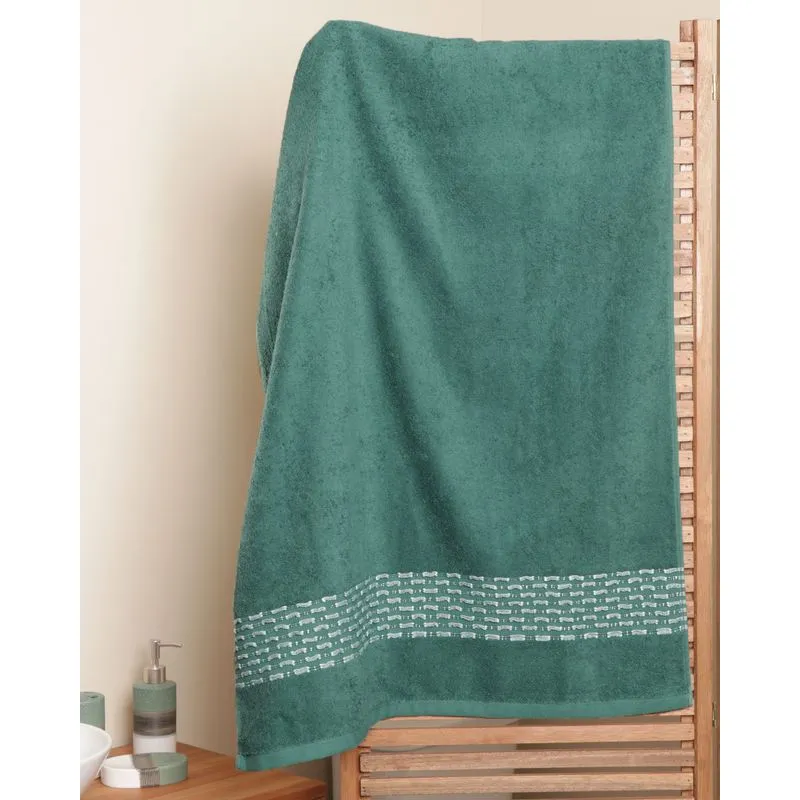 Toalha de Banho 70cm x 140cm Faixa Texturizada Verde UN