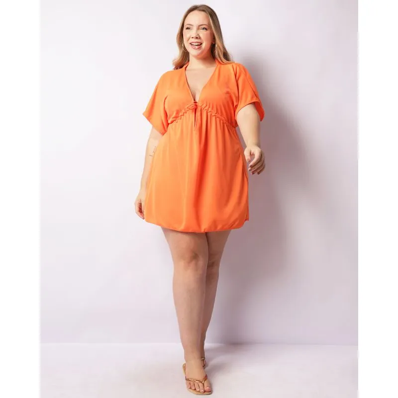Saída De Praia Vestido Plus Size Laranja 52