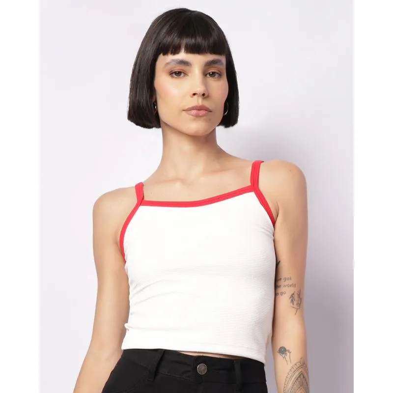 Regata Feminina Cropped Texturizada Off White P