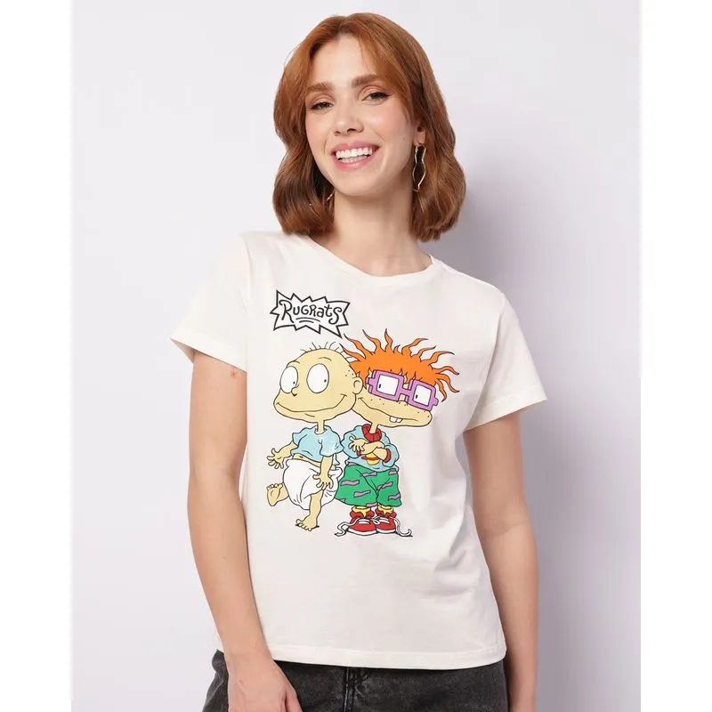 Camiseta Feminina Rugrats Os Anjinhos Manga Curta Off White G