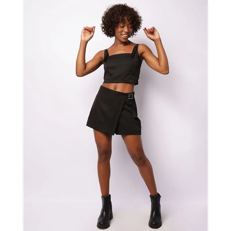 Short Saia Feminino Alfaiataria Preto M