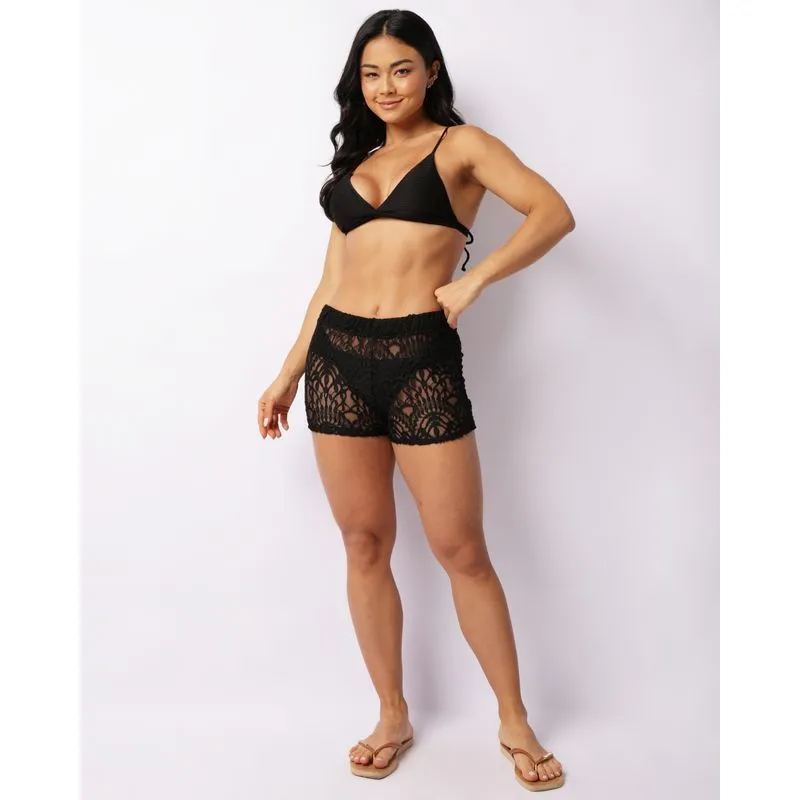 Saída de Praia Short Feminino Renda Preta GG