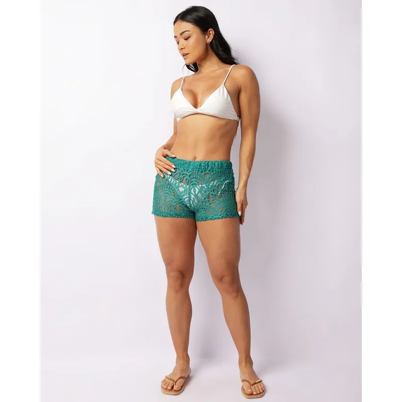 Saída de Praia Short Feminino Renda Verde GG
