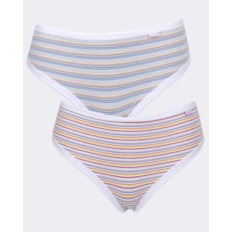 Kit 2 Calcinhas Feminina Biquíni Listradas Branca G
