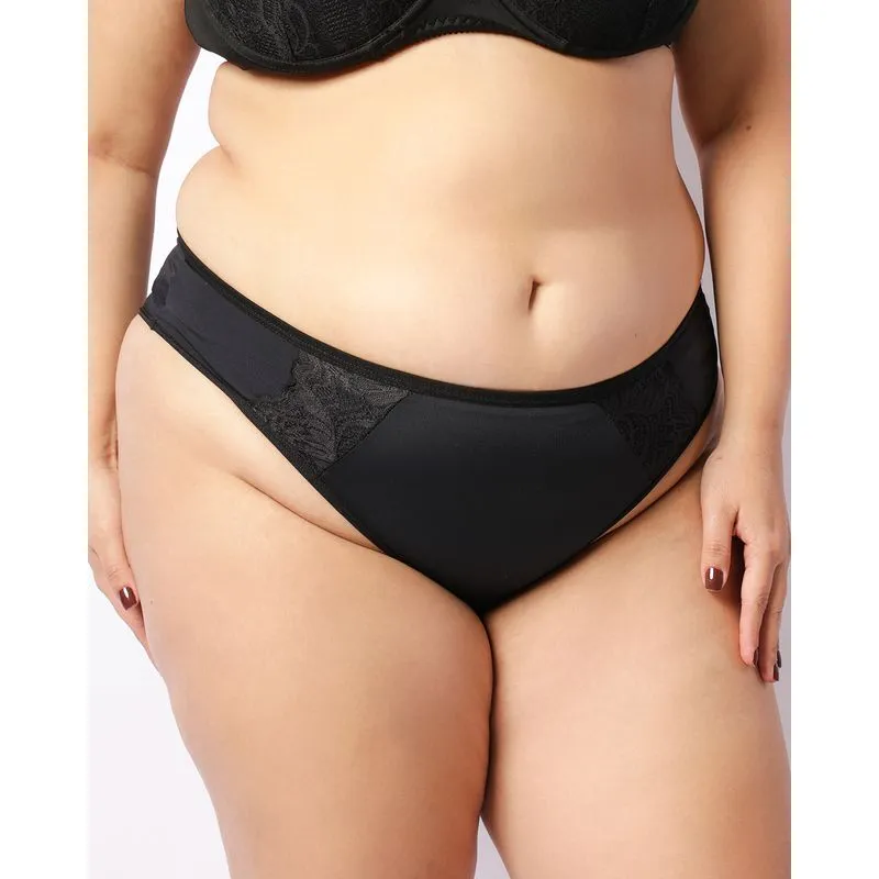 Calcinha Plus Size Feminina Com Renda Preto 48