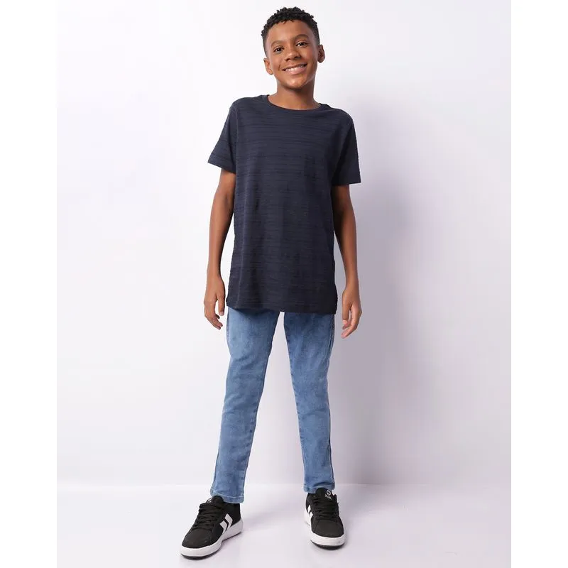 Calça Jeans Juvenil Skinny Com Bolsos Azul 12