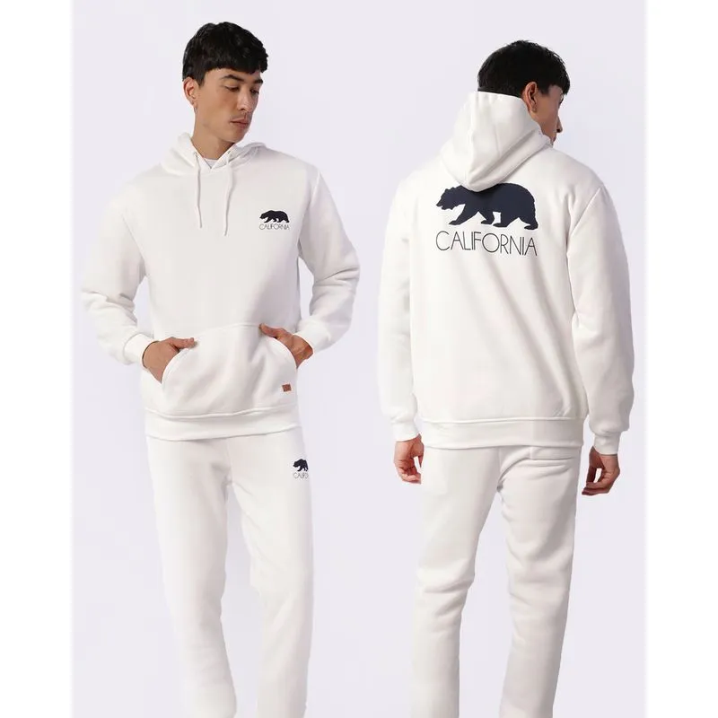 Blusão Moletom Masculino Com Capuz Branco G