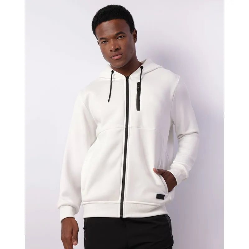 Jaqueta Moletom Masculina Com Capuz Zíper Branca P