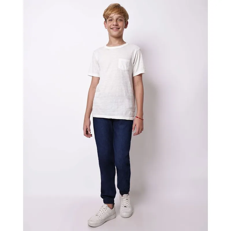 Calça Jeans Juvenil Jogger com Bolsos Azul Escuro 10