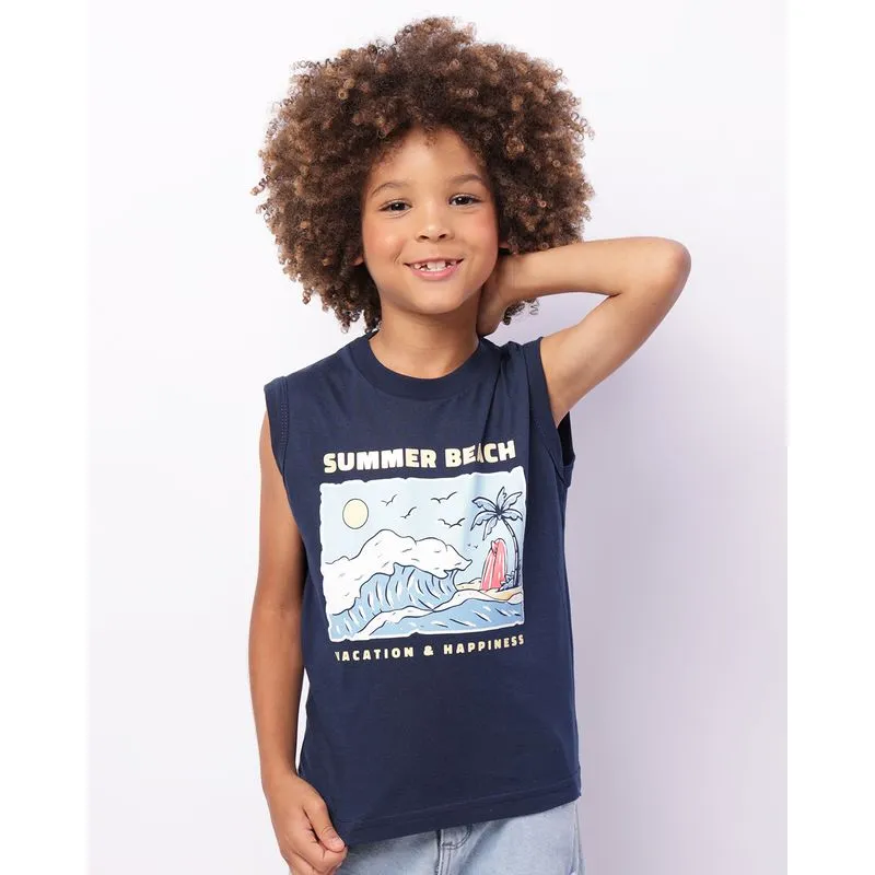 Regata Infantil Estampa Tropical Marinho 8