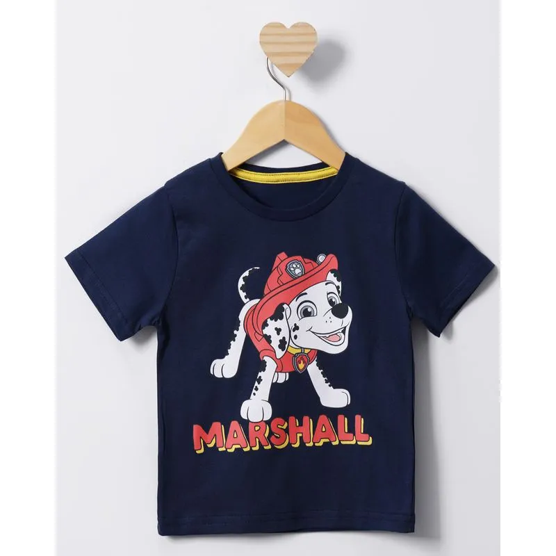 Camiseta Bebê Manga Curta Marshall Patrulha Canina Marinho 1