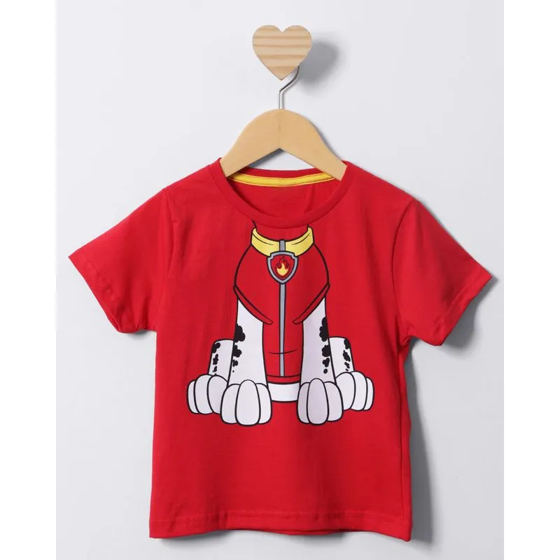 Camiseta Bebê Marshall Patrulha Canina Manga Curta Vermelho 2