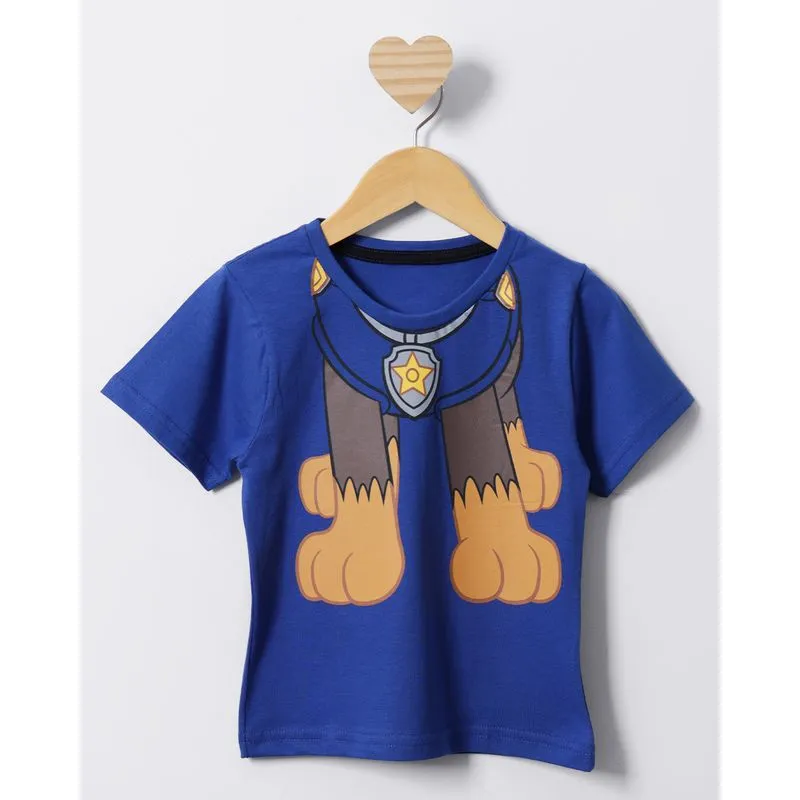 Camiseta Bebê Manga Curta Chase Patrulha Canina Azul 3