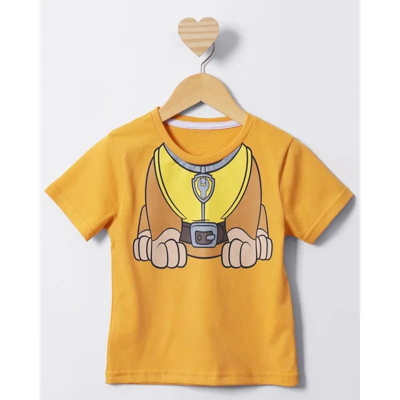 Camiseta Bebê Manga Curta Rubble Patrulha Canina Mostarda 1