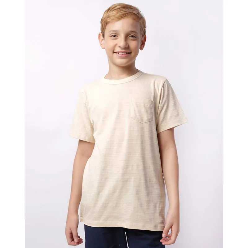 Camiseta Juvenil Com Bolso Manga Curta Bege 10