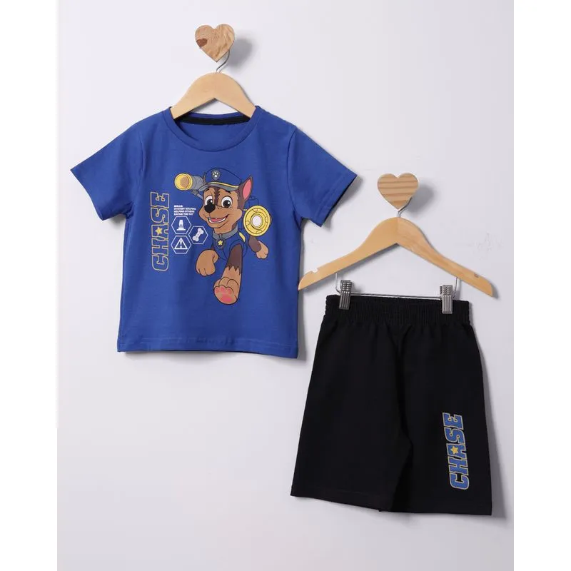 Conjunto Bebê Curto Algodão Patrulha Canina Chase Azul 2