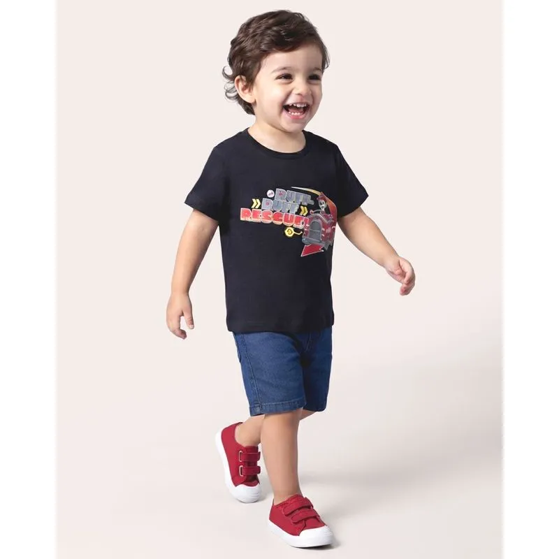 Camiseta Bebê Manga Curta Marshall Patrulha Canina Preta 3