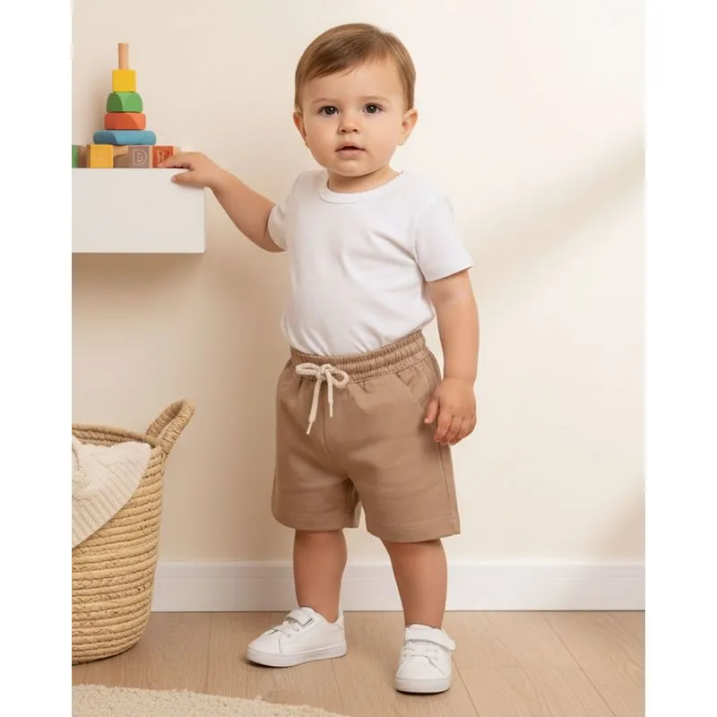 Bermuda Sarja Bebê Reta com Bolsos Bege G