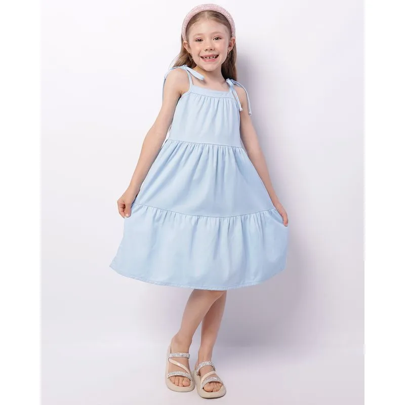 Vestido Infantil Sarja Curto Alcinha Três Marias Azul 4