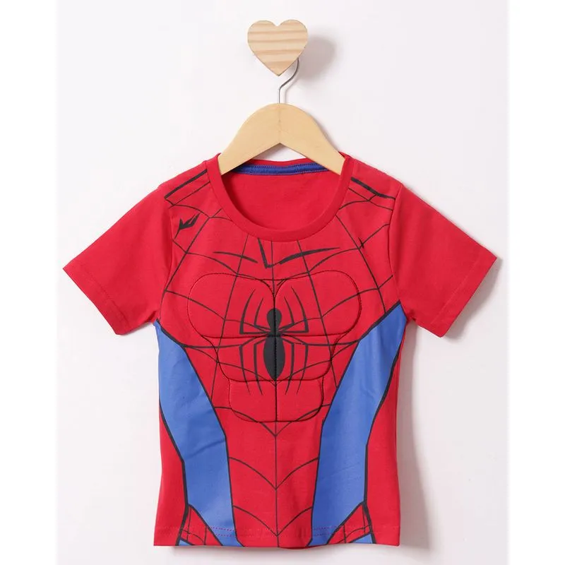 Camiseta Bebê Marvel Homem Aranha Manga Curta Vermelha 3