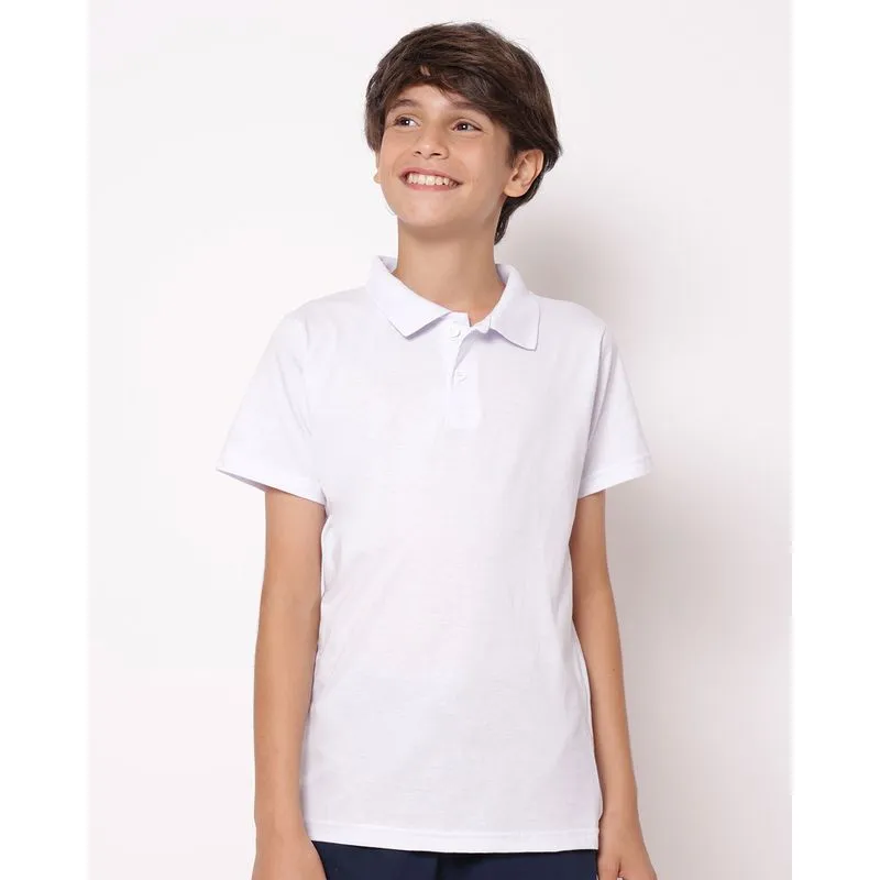 Camisa Polo Juvenil Manga Curta Branca 12
