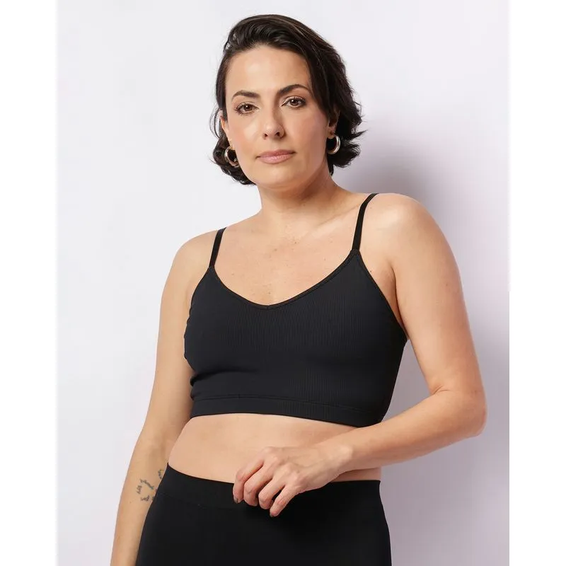 Top Feminino Alcinha Canelado Preto M