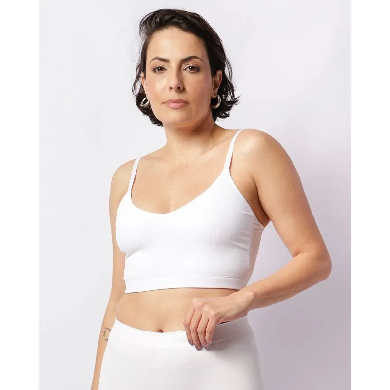 Top Feminino Alcinha Canelado Branco P