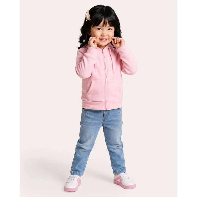 Jaqueta Bebê Fleece Com Capuz E Bolsos Rosa 1