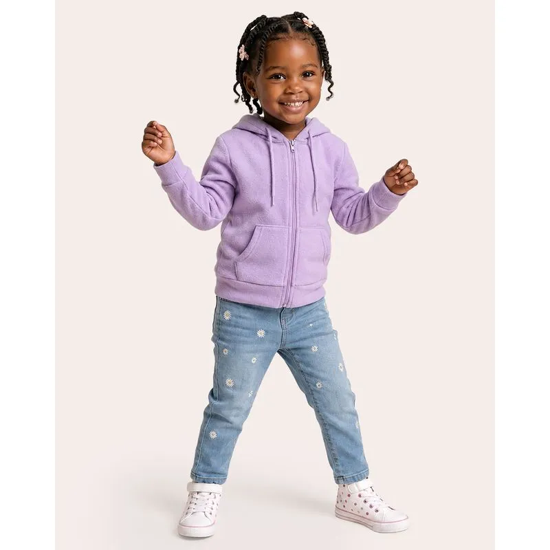 Jaqueta Bebê Fleece Com Capuz E Bolsos Lilás 1