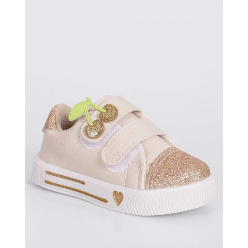 Tênis Bebê Casual Aplicação Cereja Com Glitter Off White 20