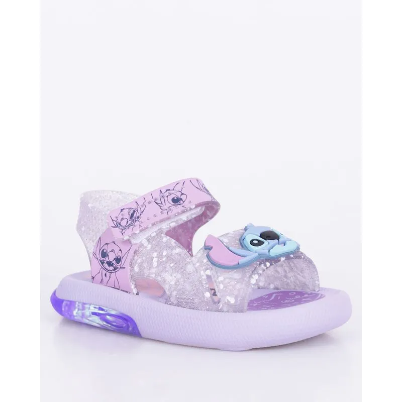 Sandália Bebê Aplicação Stitch Luz De Led Lilás 17/18
