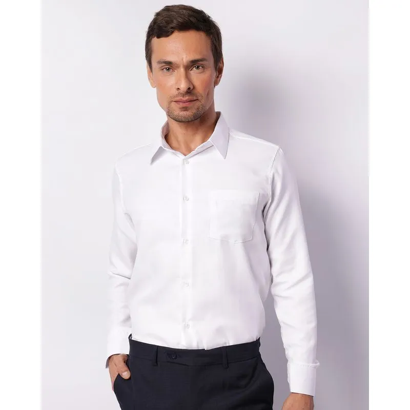 Camisa Masculina Manga Longa Social Bolso Branca 2