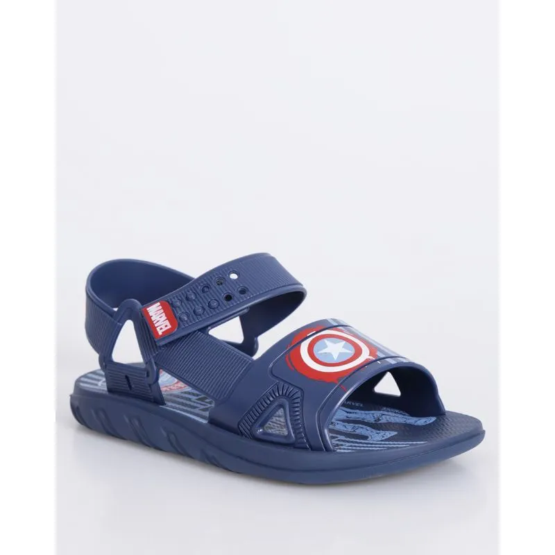 Sandália Infantil Papete Marvel Estampa Capitão América Azul 26/27