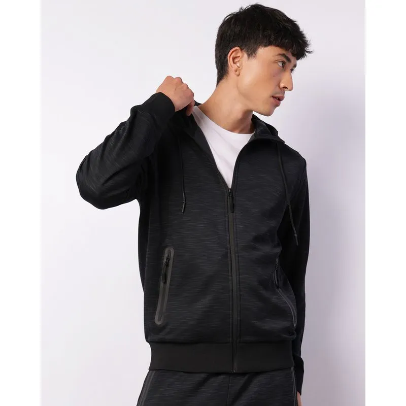 Jaqueta Esportiva Masculina Fitter Flamê Com Capuz Preta P