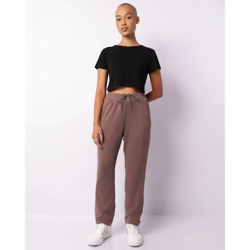 Calça Moletom Feminina Básica Reta Marrom GG