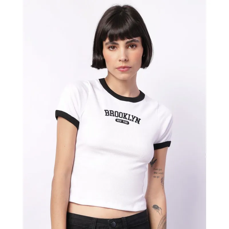 Blusa Feminina Canelada Bordado Frontal Branca G