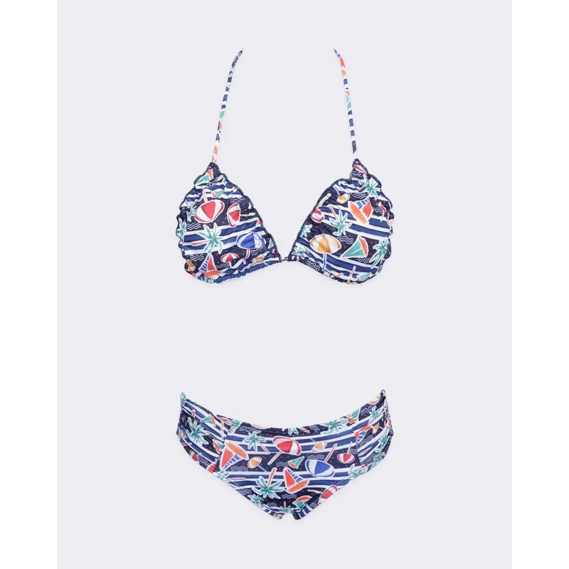 Conjunto Biquíni Juvenil Estampado Cortininha Azul 14