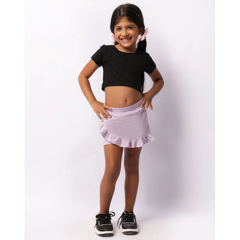 Short Saia Infantil Babado Com Glitter Lilás 8