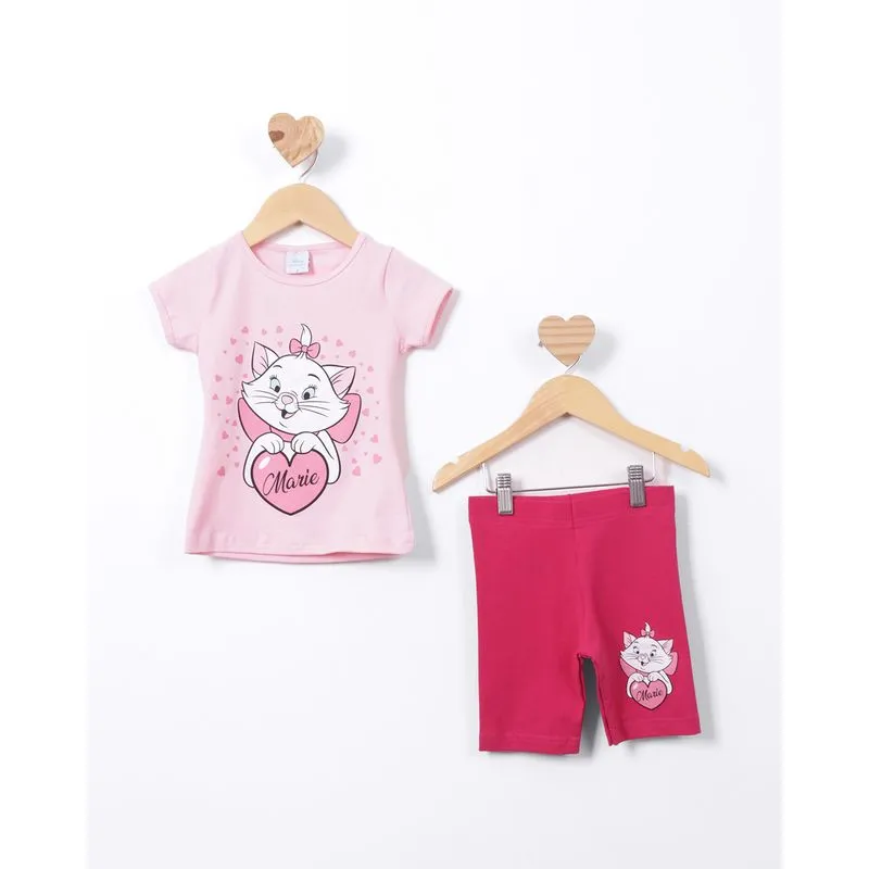 Conjunto Bebê Manga Curta Disney Marie Rosa 3