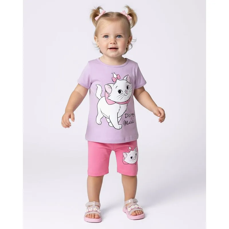 Conjunto Bebê Curto Disney Marie Manga Curta Lilás 3