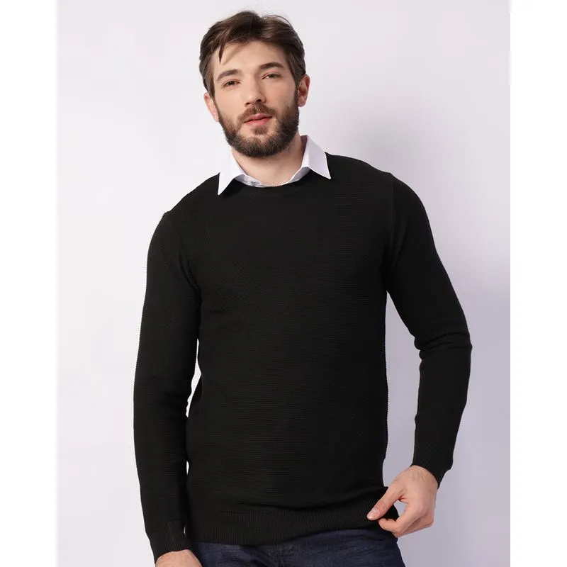 Suéter Masculino Tricô Texturizado Preto M