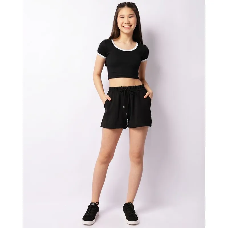 Short Juvenil com Bolsos Cordão Preto 10