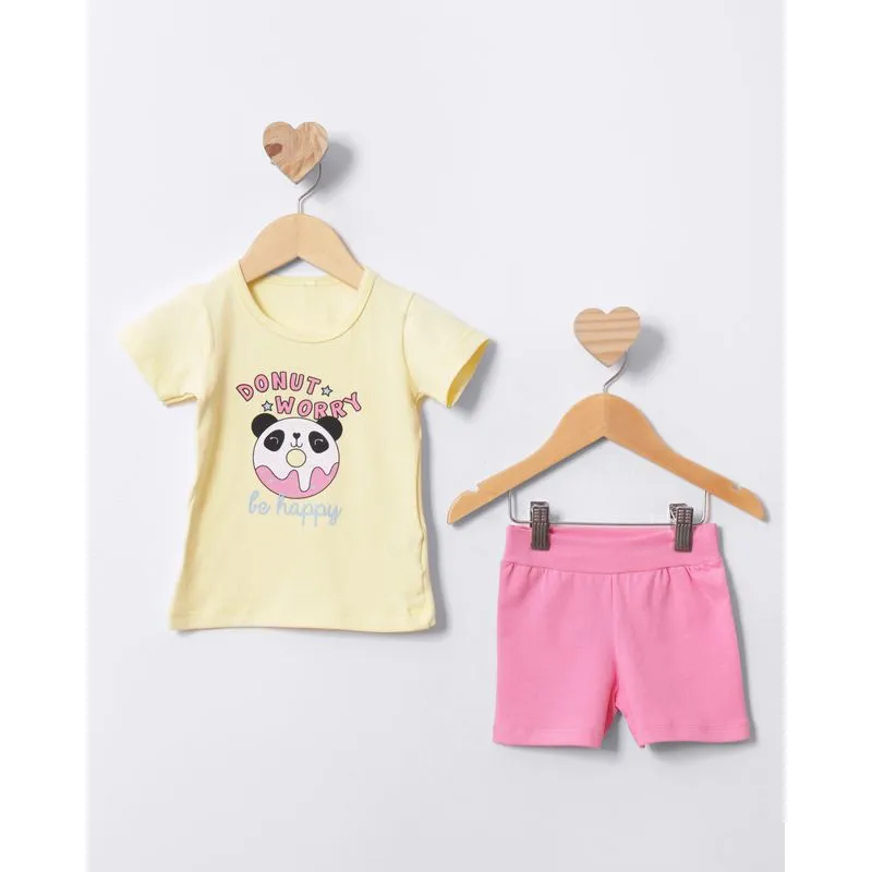Conjunto Bebê Curto Estampa Panda Amarelo 3