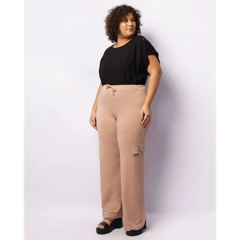 Calça Plus Size Feminina Viscose Pantalona Bege G2