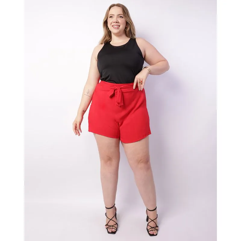 Short Plus Size Feminino Viscose Vermelho G1