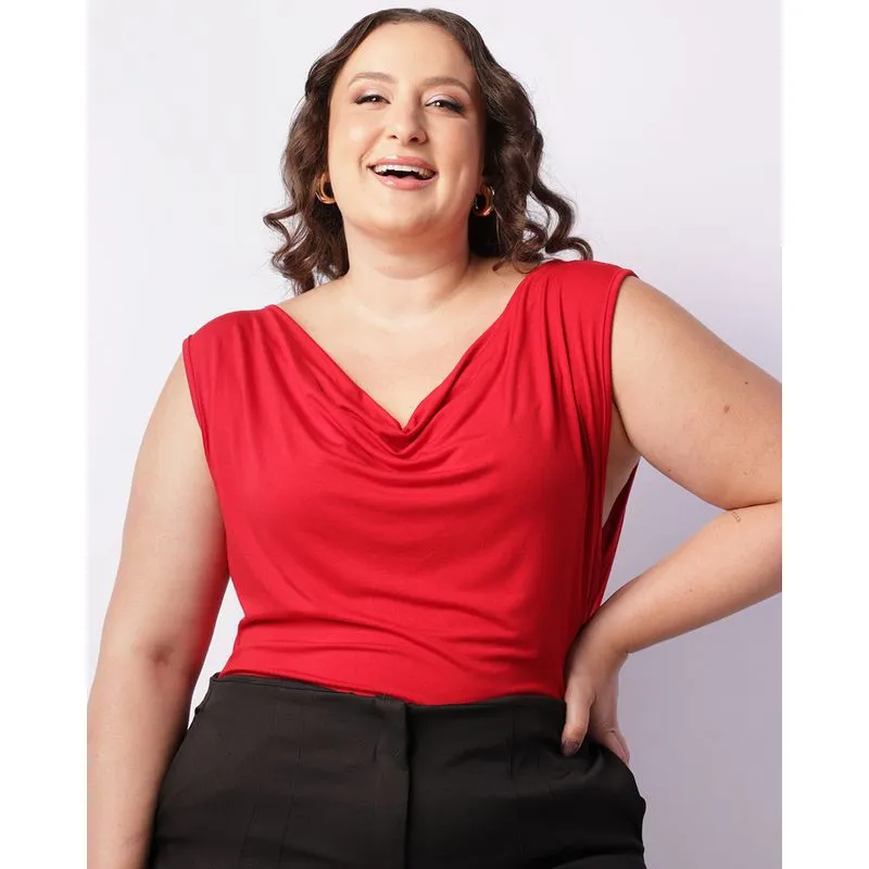 Blusa Regata Feminina Viscose Gola Degagê Vermelha G2